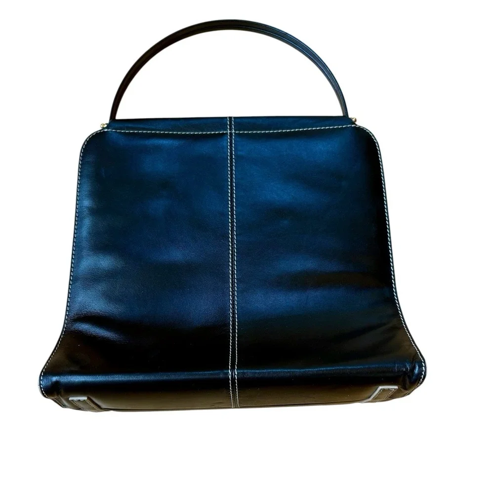 Vintage Summer Tompkins Black Leather Cafe Scene Frame Bag Handbag 90s